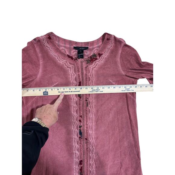 Ali Miles Women’s M Tunic Top – Rose blush Embroidered Floral Boho 3/4 Sleeve - Picture 6 of 9